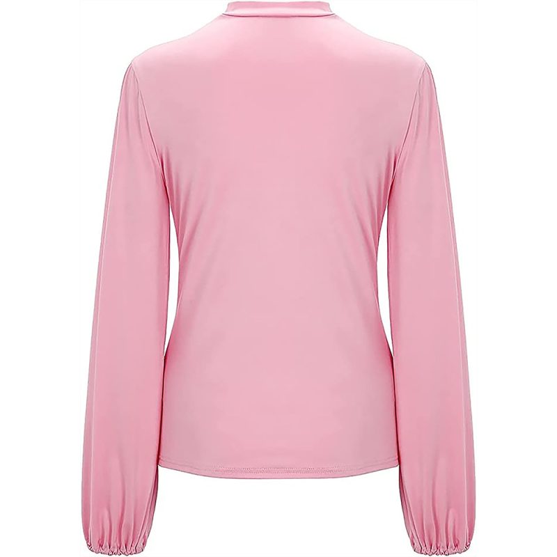 Women’s Autumn Winter Thermal Pleated Lantern Sleeve Slim Top - Image 4