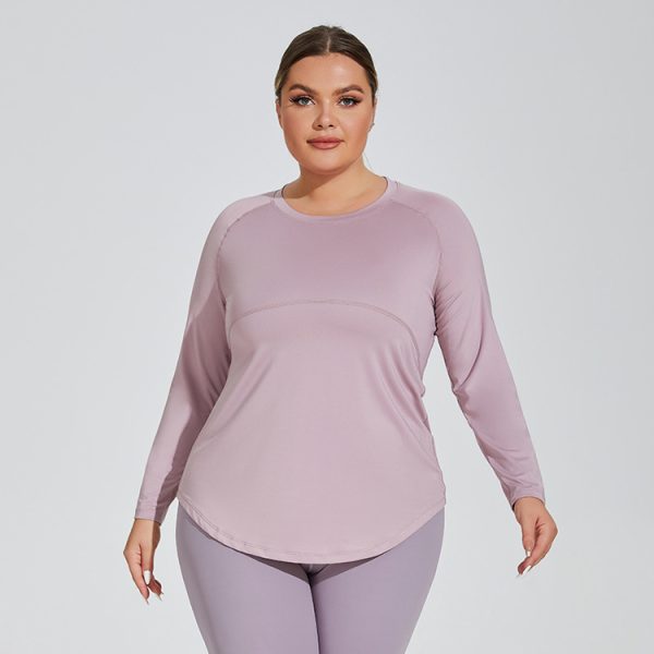 Plus Size Long Thigh-Length Mesh Back Yoga & Running Top