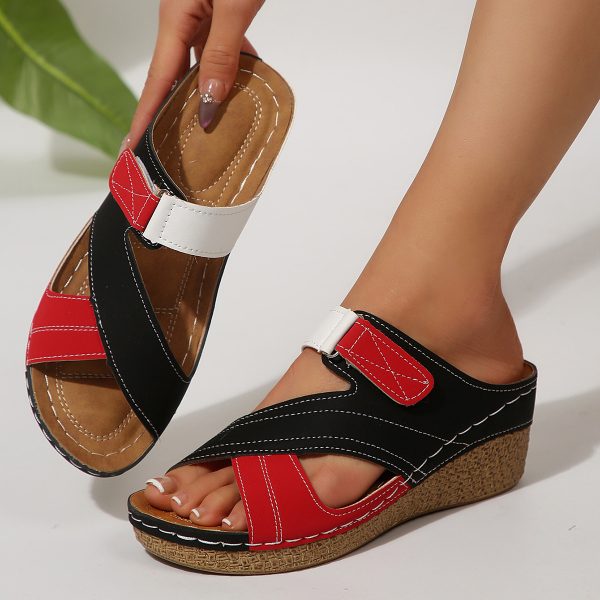 Sewing Line Lightweight Wedge Beach Slippers for Women