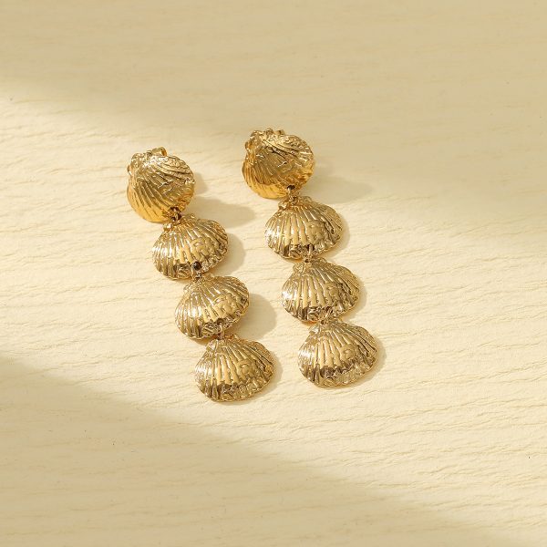 Marine Scallop Titanium Steel Stud Earrings - Image 2