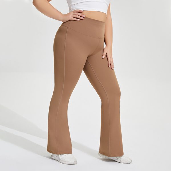 Plus Size Nude Feel Yoga Bell Bottom Pants with Peach Lift - Image 3