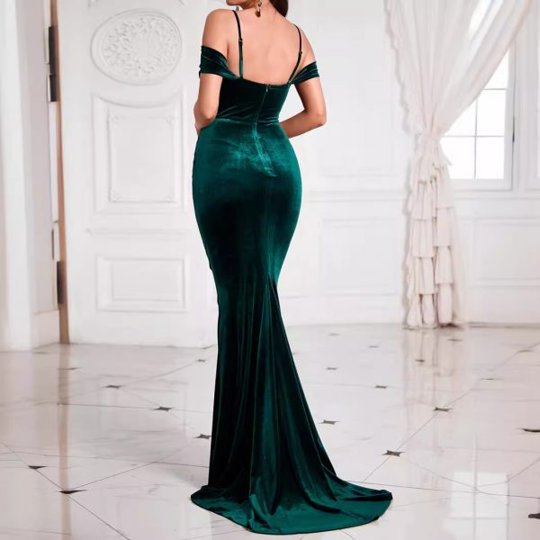 Sexy Off-The-Shoulder Backless Green Dress - Women’s Evening Wear - Image 4