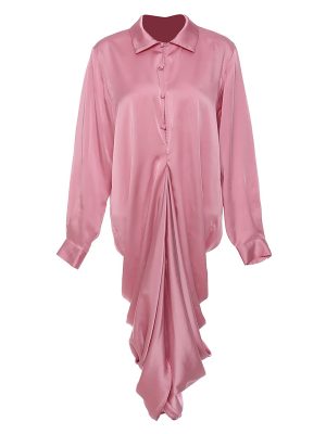 Exaggerated Pleated Tiered Shirt Dress