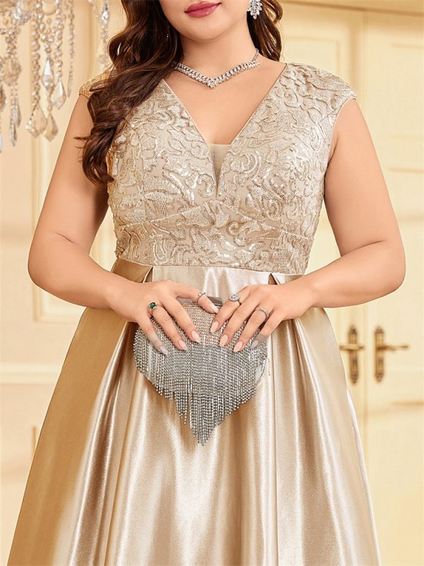 Plus Size V-Neck Fishtail Cocktail Evening Dress - Image 6