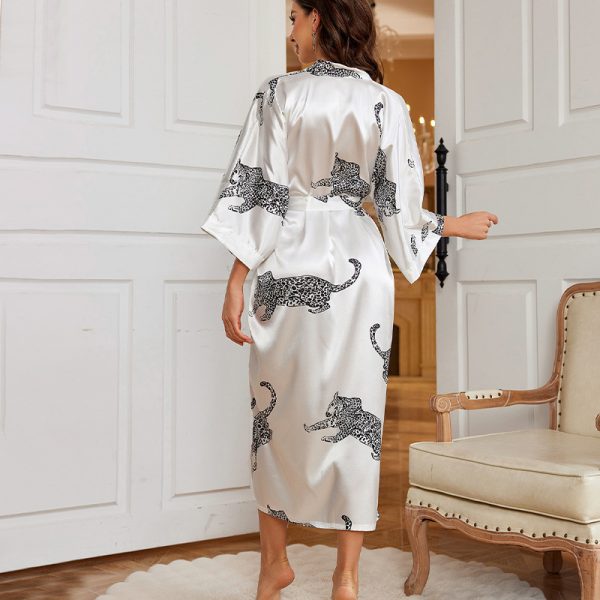 Women’s Long Ice Silk Robe – Sexy Cardigan Bathrobe for Summer Homewear - Image 3