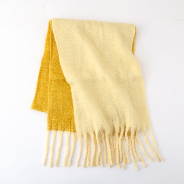 Soft Two-Color Thick Tassel Scarf for Women - Winter Style - Image 2