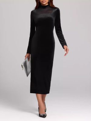 Autumn Winter Sexy Tight Split Velvet Socialite Dress