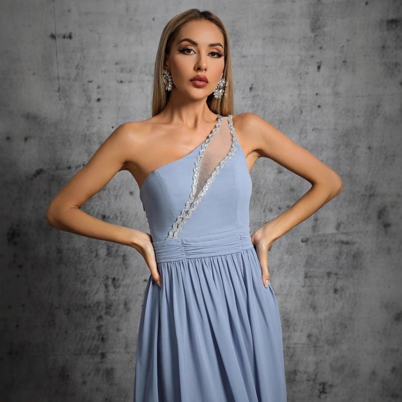 Women's One-Shoulder Cocktail Evening Dress - Annual Party & Ceremony - Image 3