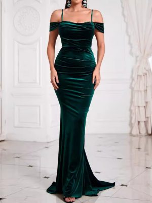 Sexy Off-The-Shoulder Backless Green Dress – Women’s Evening Wear