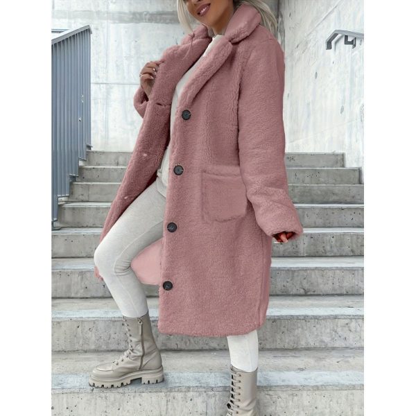 Women’s Autumn Winter Fur Collared Plush Long Coat - Image 2