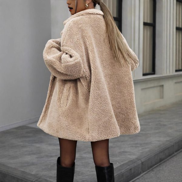 Women’s Autumn Winter Faux Fur Thickened Solid Color Coat - Image 4