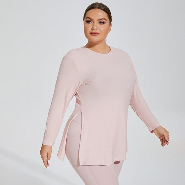 Plus Size Slim Fit Hooded Long Sleeve Yoga & Running Top - Image 2