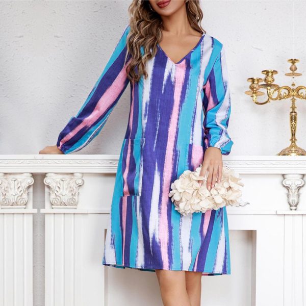 Women’s French Tie-Dye Retro Printed Loose Vacation Dress