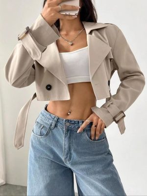 Women’s Belted Short Casual Trench Coat