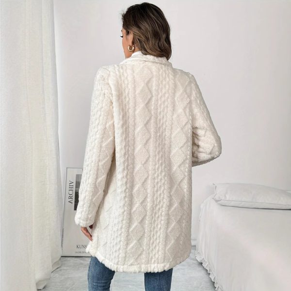 Double-Sided Plush Mid-Length Double-Breasted Suit Collar Cardigan Coat for Women - Image 2