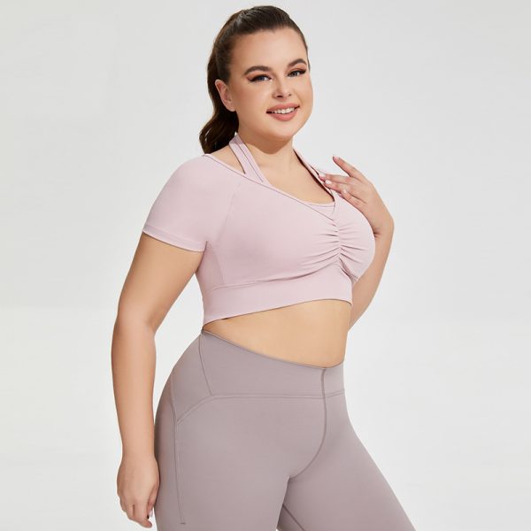 Plus Size Halter Workout Top with Chest Pad for Women - Image 2