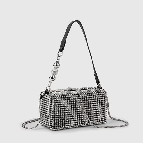 Women’s Pearl Rhinestone Crossbody Bag - Shiny Summer Underarm Bag