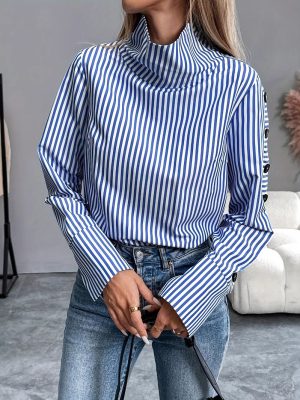 Women’s Turtleneck Striped Shirt Top