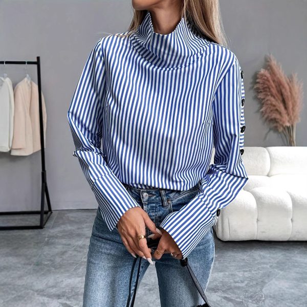 Women’s Turtleneck Striped Shirt Top