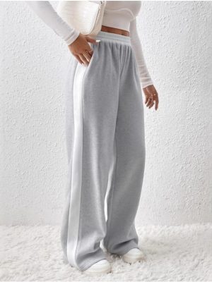 Autumn Winter High Waist Women Casual Drawstring Patchwork Sweatpants