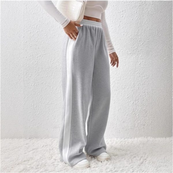 Autumn Winter High Waist Women Casual Drawstring Patchwork Sweatpants