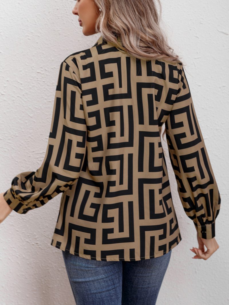Women’s Long Sleeve Loose Printed Shacket Mid-Length Top - Image 3