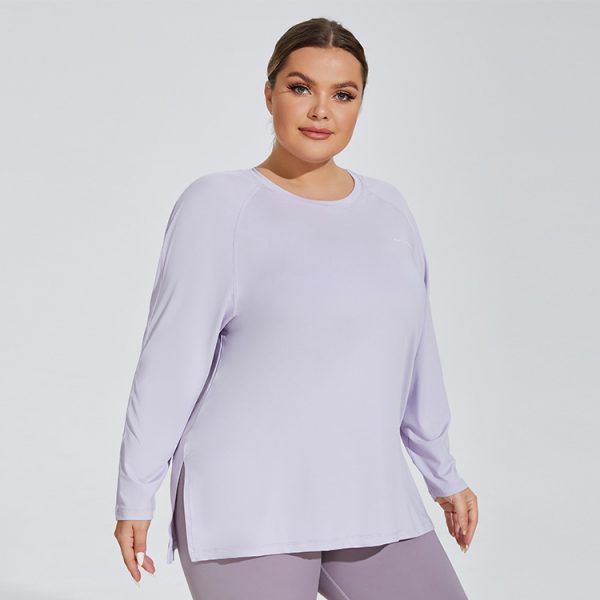 Plus Size Letter Graphic Loose Long Sleeve Yoga Top