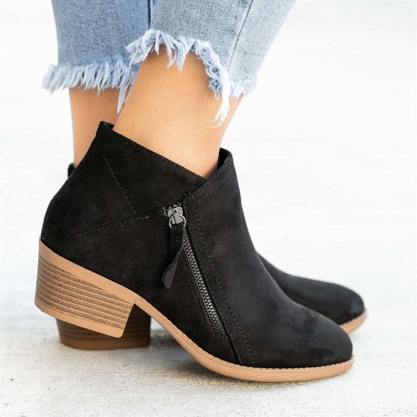 Women's Suede Short Tube Side Zipper Martin Boots - Image 3