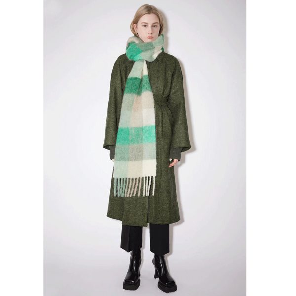 Women’s Rainbow Tassel Plaid Cashmere-Like Winter Scarf