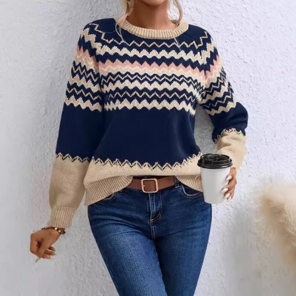 Women’s Round Neck Knitted Sweater - Image 2