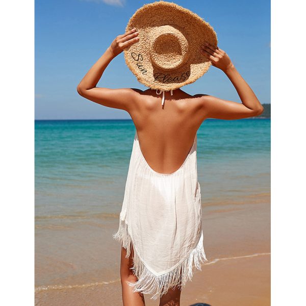 Sling Beach Overskirt Pullover Backless Tassel Bikini Dress - Image 4