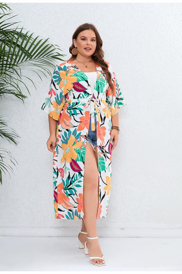 Plus Size Casual Bohemian Loose Printed Beach Shawl for Sun Protection - Image 4