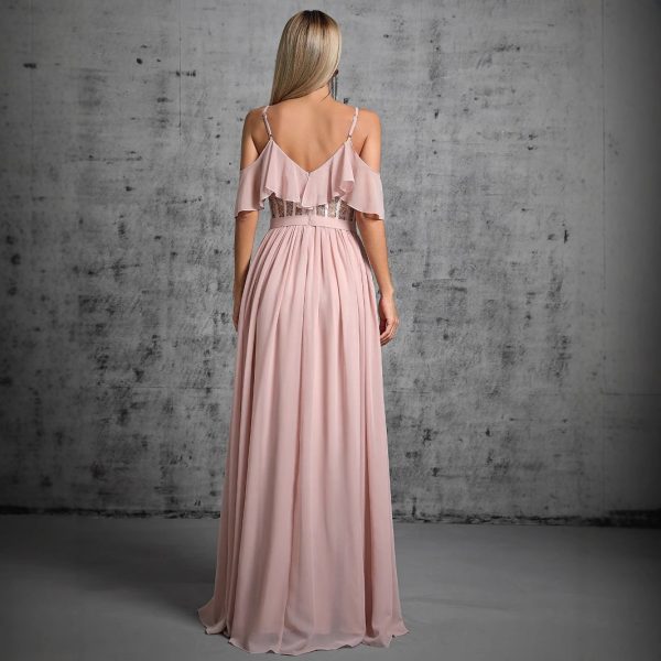 Elegant Backless Strap Evening Dress for Bridesmaids & Parties - Image 2