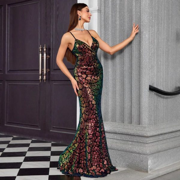 Women’s V-Neck Fishtail Evening Dress - Elegant Formal Gown - Image 3