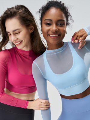 Slimming Mesh Long Sleeve Yoga Top for Women