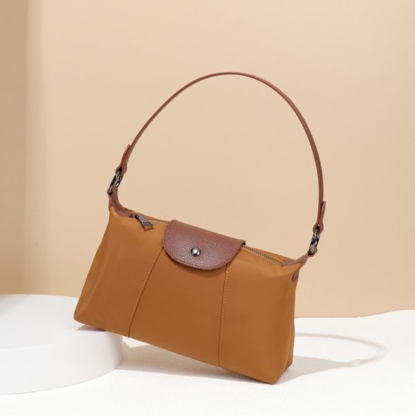 Retro Brown Nylon Small Square Baguette Shoulder Bag Women - Image 5