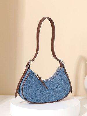 Denim Crescent Handbag Trendy Comfortable Shoulder Bag for Women