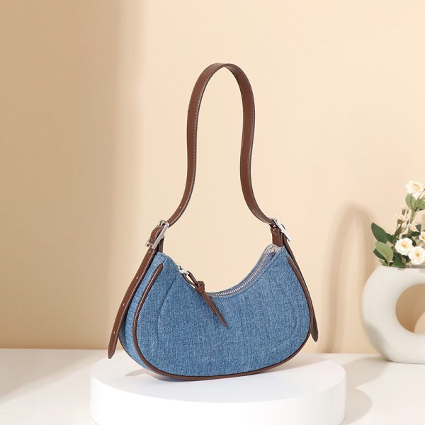 Denim Crescent Handbag Trendy Comfortable Shoulder Bag for Women