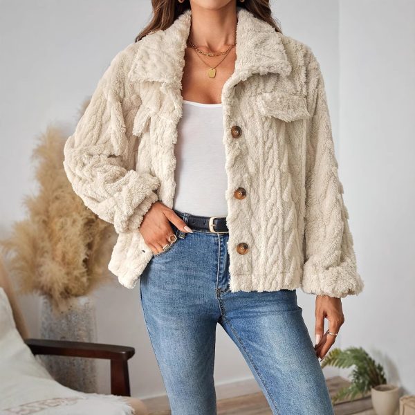 Popular Double-Sided Plush Button Cardigan Top Coat for Women