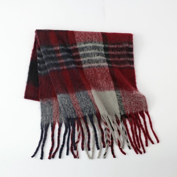 Warm Plaid Mohair Scarf for Women - Autumn & Winter - Image 3