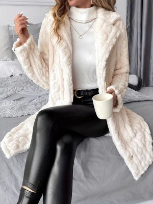 Fall & Winter Mid-Length Suit Collar Double-Sided Plush Button Cardigan Coat for Women