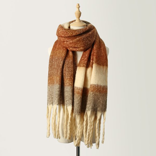 Colorful Striped Mohair Scarf for Women - Trendy & Warm - Image 4