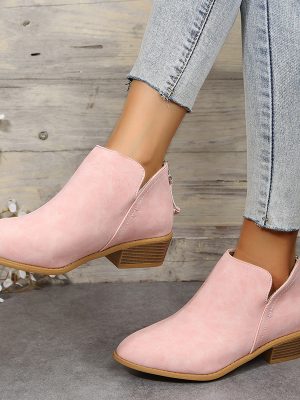 Four Seasons British Chunky Heel Ankle Boots for Women