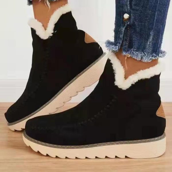 Women's Platform Cotton Padded Slip-On Winter Boots - Image 3