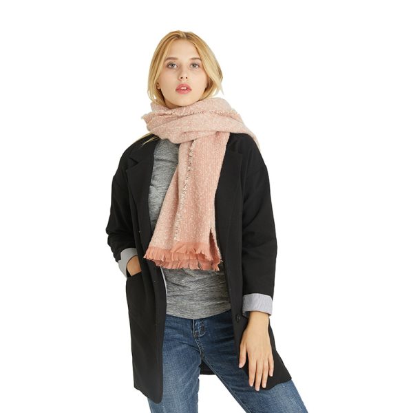 Women’s Thickened Circle Yarn Neck Warmer, Monochrome Shawl for Autumn Winter