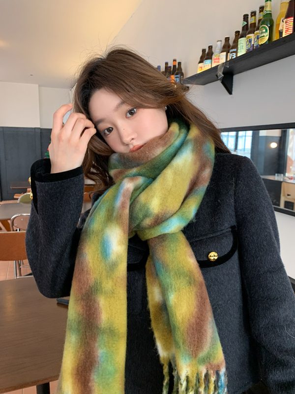 Tie-Dyed Color Scarf - Warm Brushed Autumn Winter Scarf for Girls & Couples - Image 3