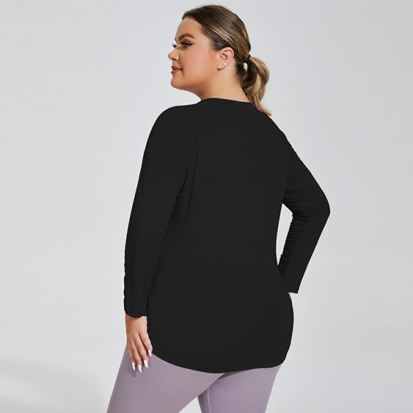 Plus Size Long Thigh-Length Mesh Back Yoga & Running Top - Image 2