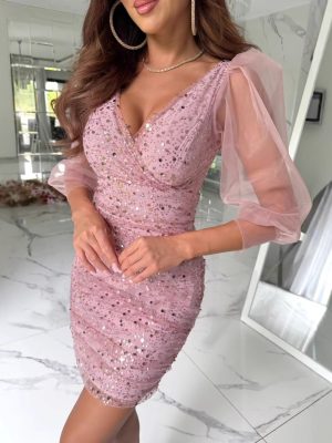 Women’s Sequined Long Sleeve Casual Party Dress