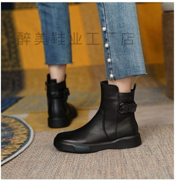 Women's Retro Platform Flat Ankle Boots - Image 4