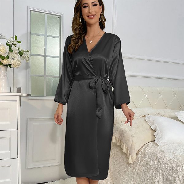 Women’s Lace Bathrobe – Ice Silk Long Cardigan for All Seasons - Image 4